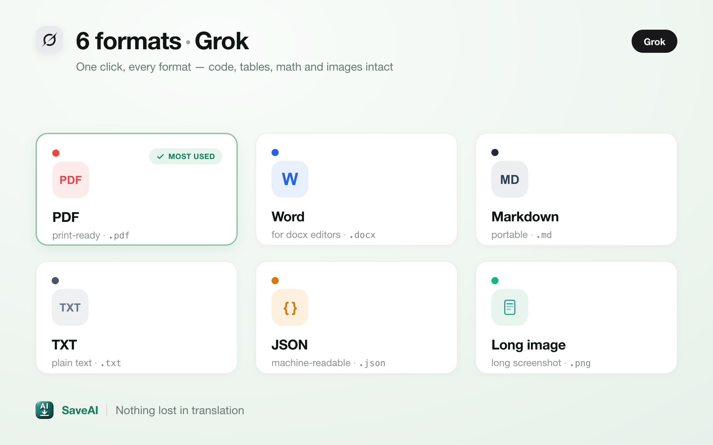 Grok export formats